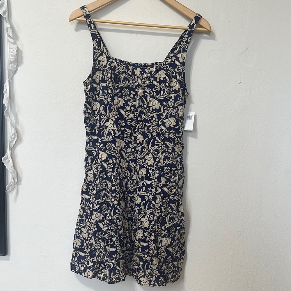Fit and Flare Navy and Cream Mini Dress